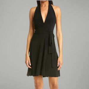 Norma Kamali Halter Wrap Flared Dress